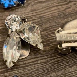 True Vintage WEISS Earrings Clear White Round, Teardrop & Marquis Gems Couture